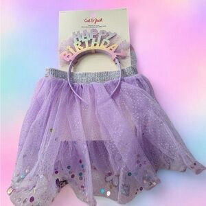 Cat & Jack Lavender Birthday Tutu and Headband Set